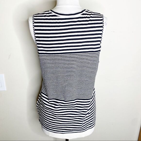 Joie Black White Striped Sleeveless Tank Top XL - Picture 6 of 9